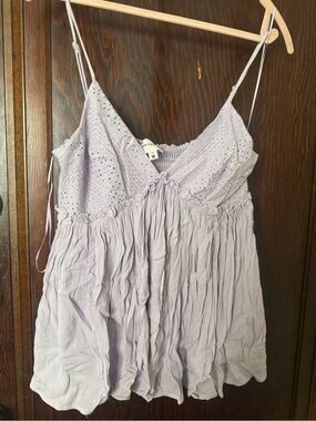 Lavender Eyelet Lace Camisole with Adjustable Straps